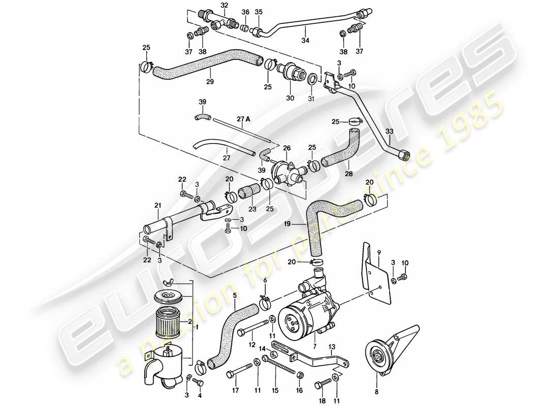 porsche 1983 (928) inyección de aire diagrama de piezas