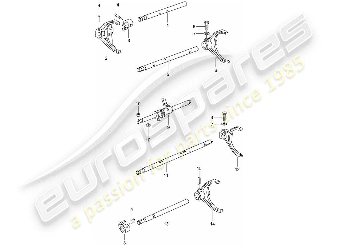 porsche 2004 (996 turbo / gt2) eje selector diagrama de piezas