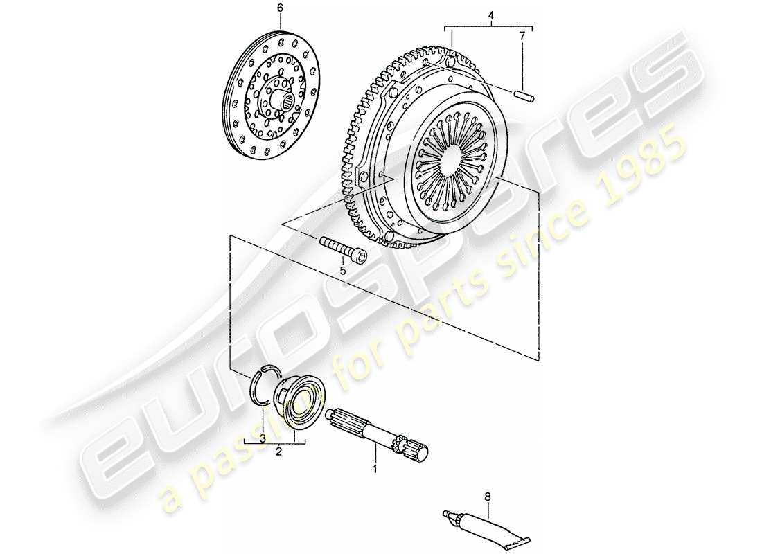 porsche 1991 (928) caja de cambios manual - embrague diagrama de piezas