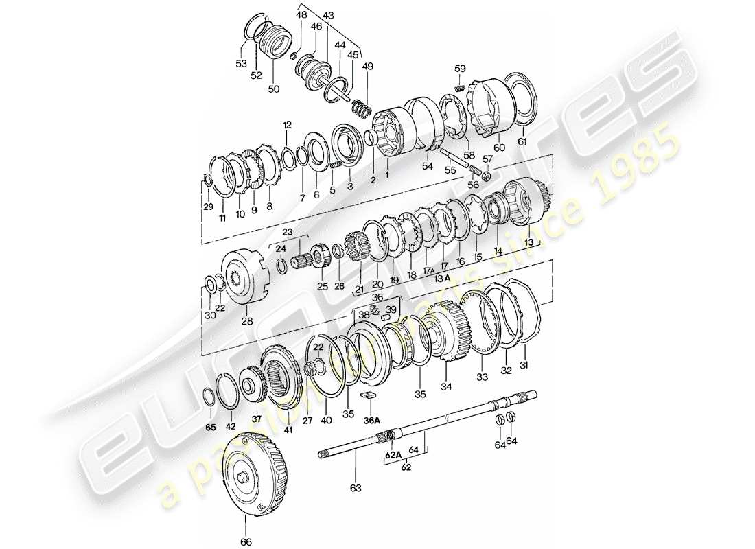 porsche 1984 (924) piezas de transmisión - transmisión automática diagrama de piezas