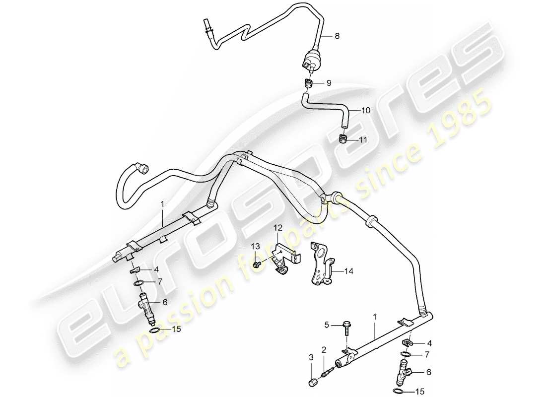 porsche 2005 (997-1) tubo de recogida de combustible diagrama de piezas