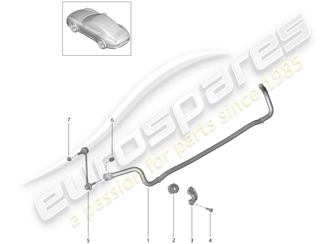 porsche 2014 (991-1) diagrama de piezas del estabilizador