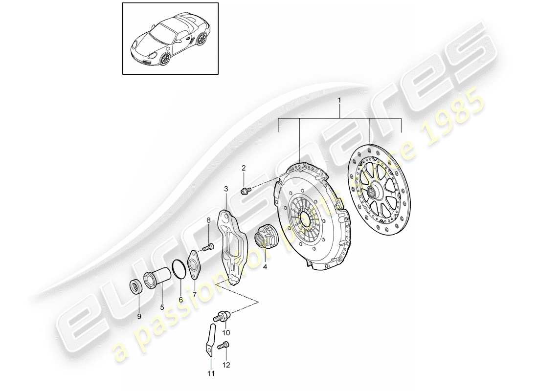 porsche 2011 (987 boxster) diagrama de piezas del embrague