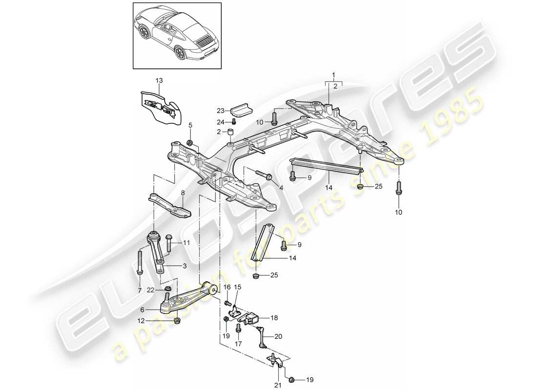 porsche 2012 (997-2) travesaño diagrama de piezas