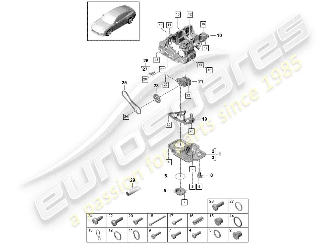 porsche 2017 (panamera 971-1) diagrama de piezas de la carcasa conductora de aceite