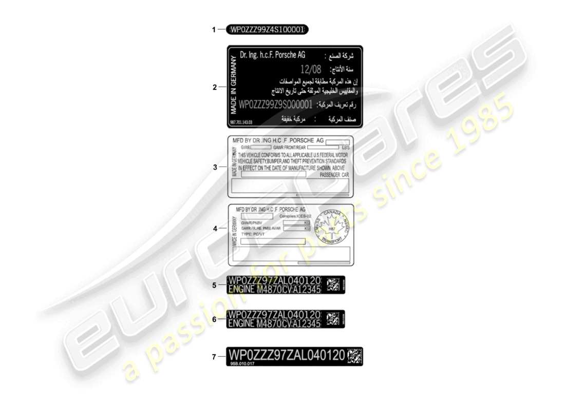 porsche 2013 (981 boxster) señales/avisos diagrama de piezas