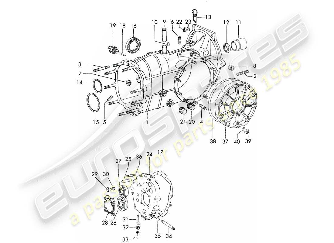 porsche 1966 (911/912) caja de transmisión - sportomatic diagrama de piezas
