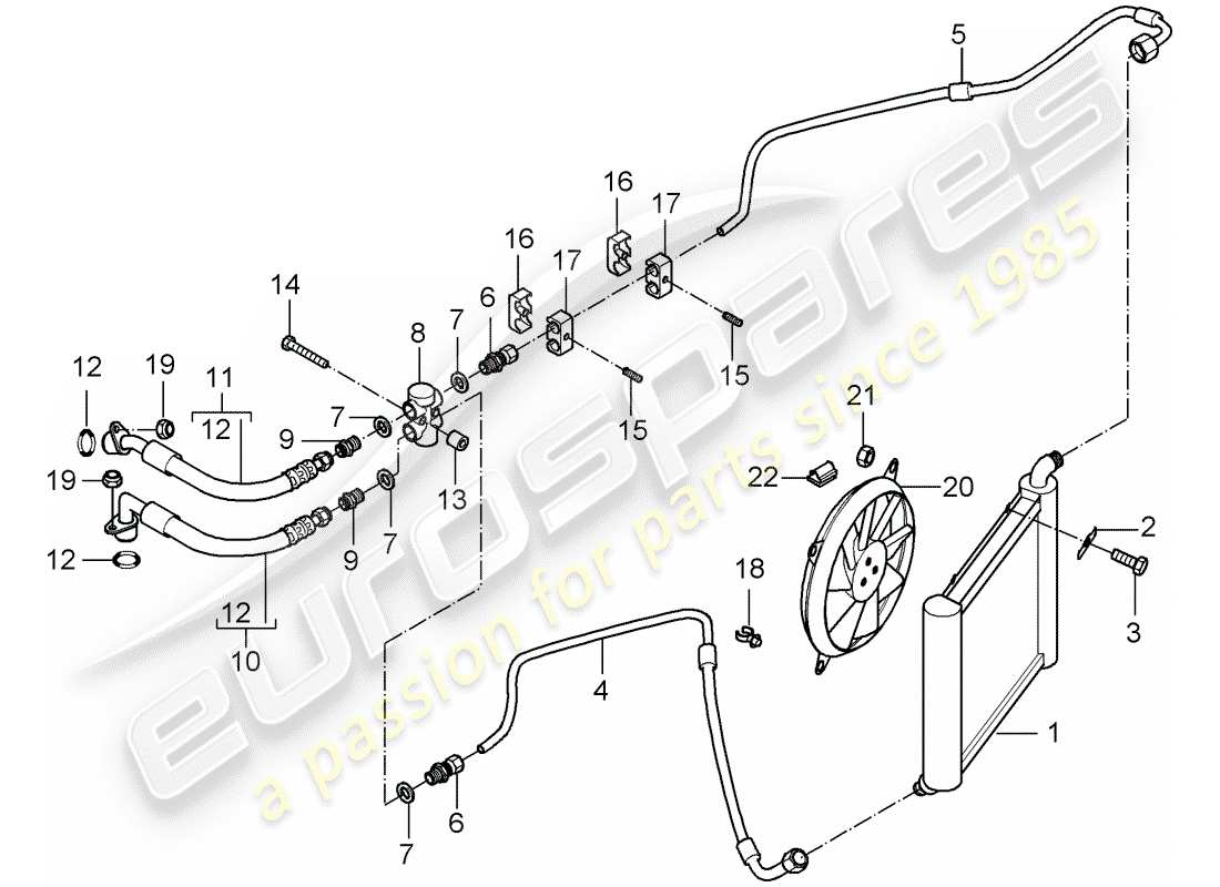 porsche 2005 (carrera gt) enfriamiento de aceite - líneas diagrama de piezas