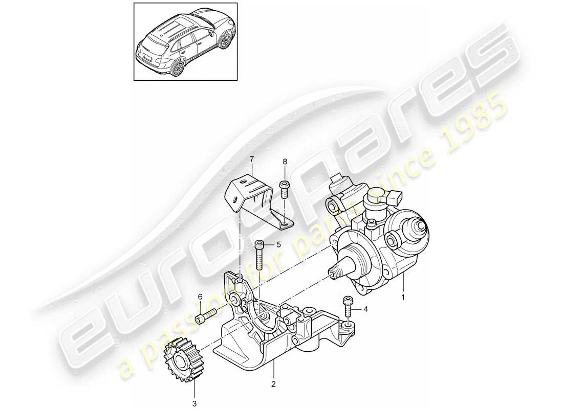 porsche 2011 (cayenne e2 92a) bomba de alta presión diagrama de piezas