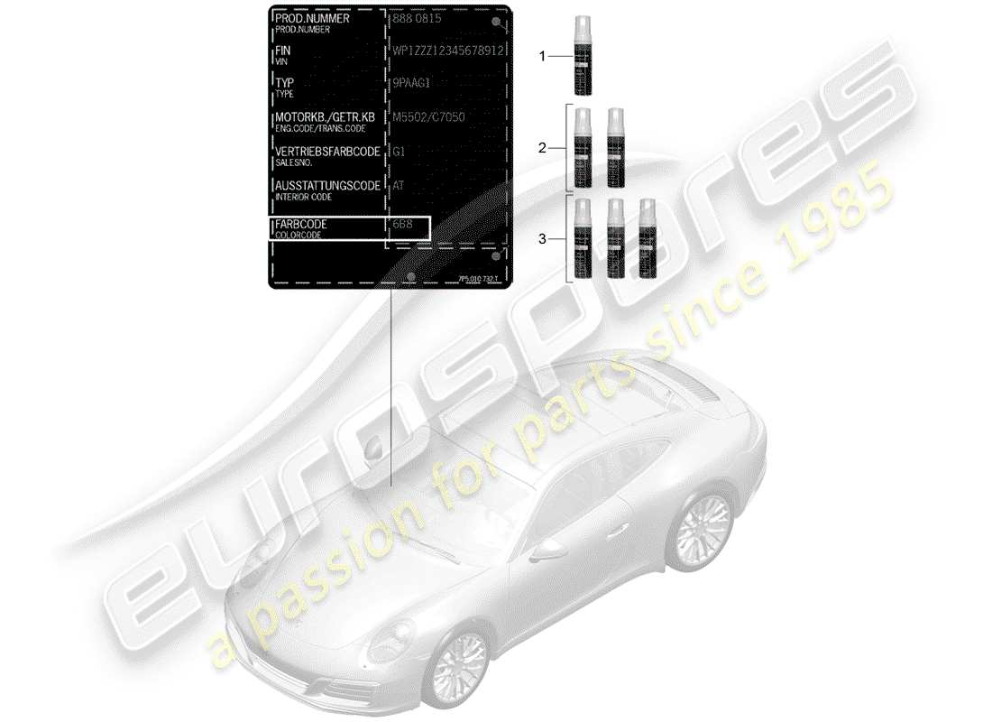 porsche 2017 (991-2) barra de retoque de pintura diagrama de piezas