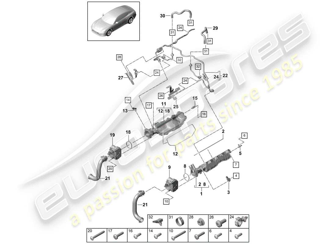 porsche 2017 (panamera 971-1) diagrama de piezas del tubo de admisión