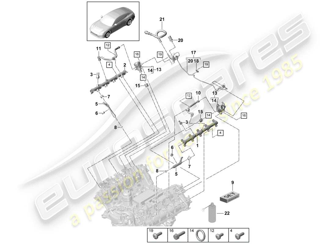 porsche panamera 971 (2017) tubo de recogida de combustible diagrama de piezas