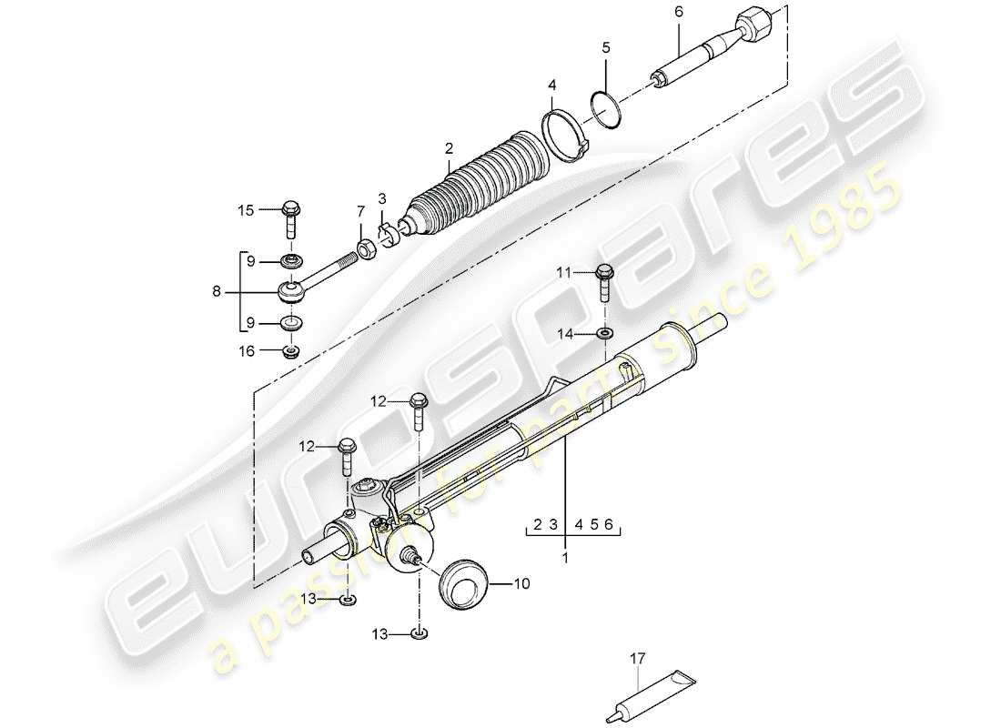 porsche 2005 (carrera gt) dirección asistida - engranaje de dirección diagrama de piezas