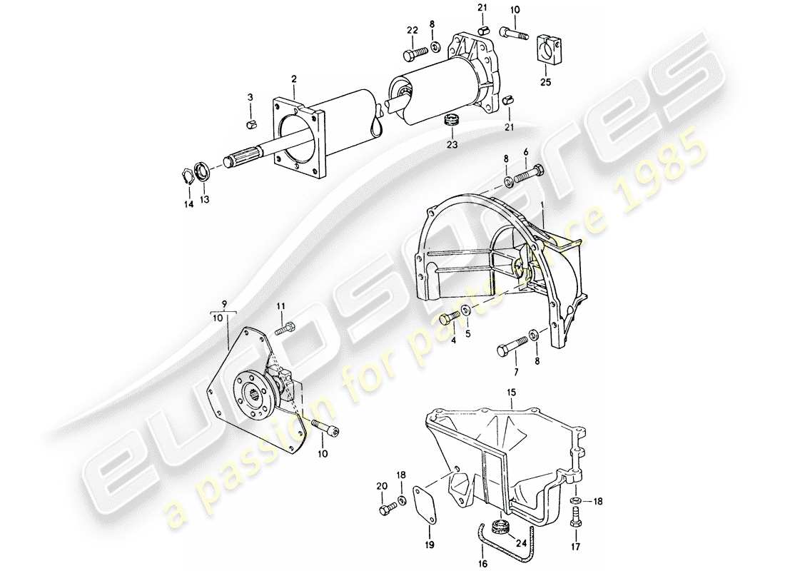porsche 1992 (928) transmisión automática - tubo central diagrama de piezas