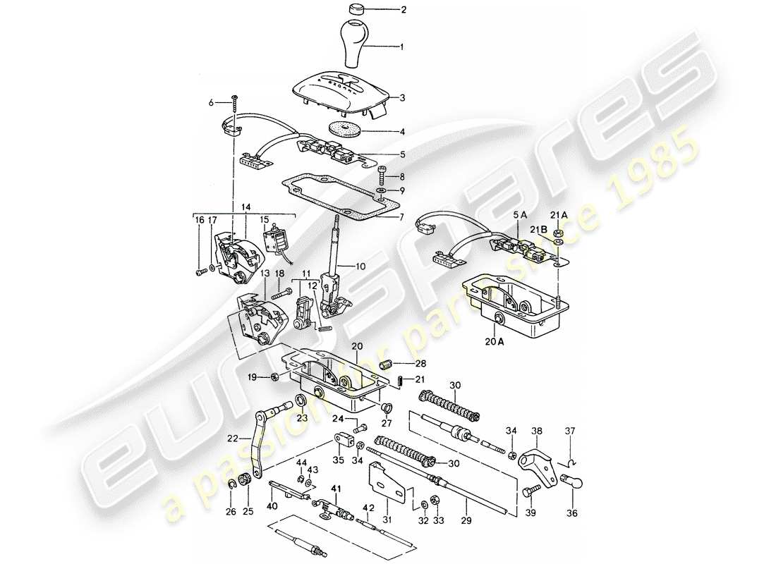 porsche 1993 (968) palanca selectora - tiptronic - shift-lock - key-lock diagrama de piezas