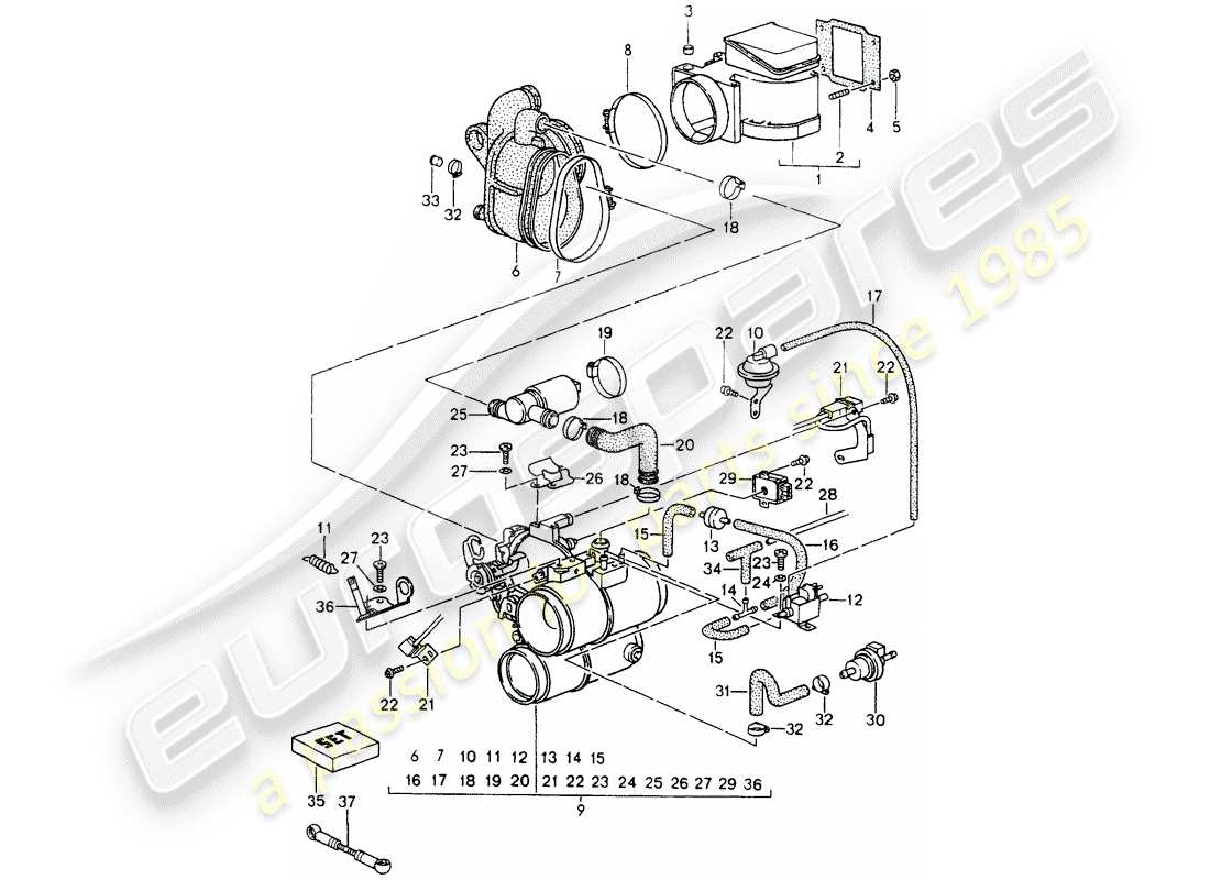 porsche 1994 (964) l-jetronic - boquilla de plataforma - caja de admisión - magnesio - ver tpi - grupo 1 - nr. 26 diagrama de piezas