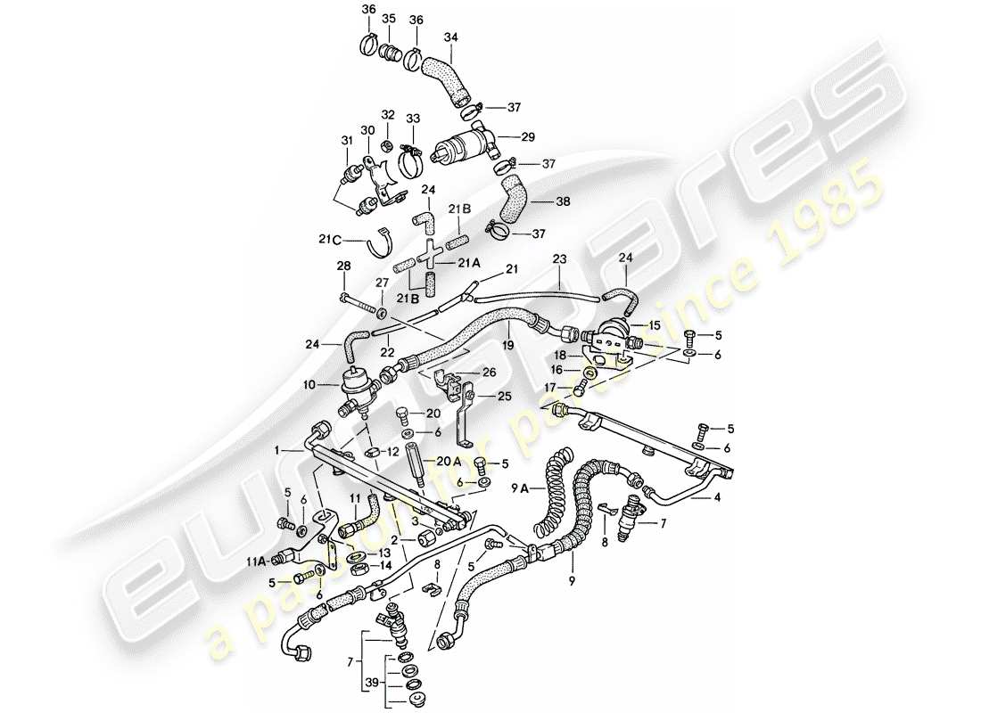 porsche 1985 (911) para-l-jetronic ii diagrama de piezas
