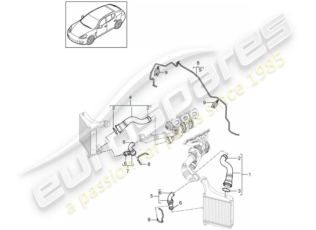 porsche 2015 (panamera 970) tubo de presión diagrama de piezas