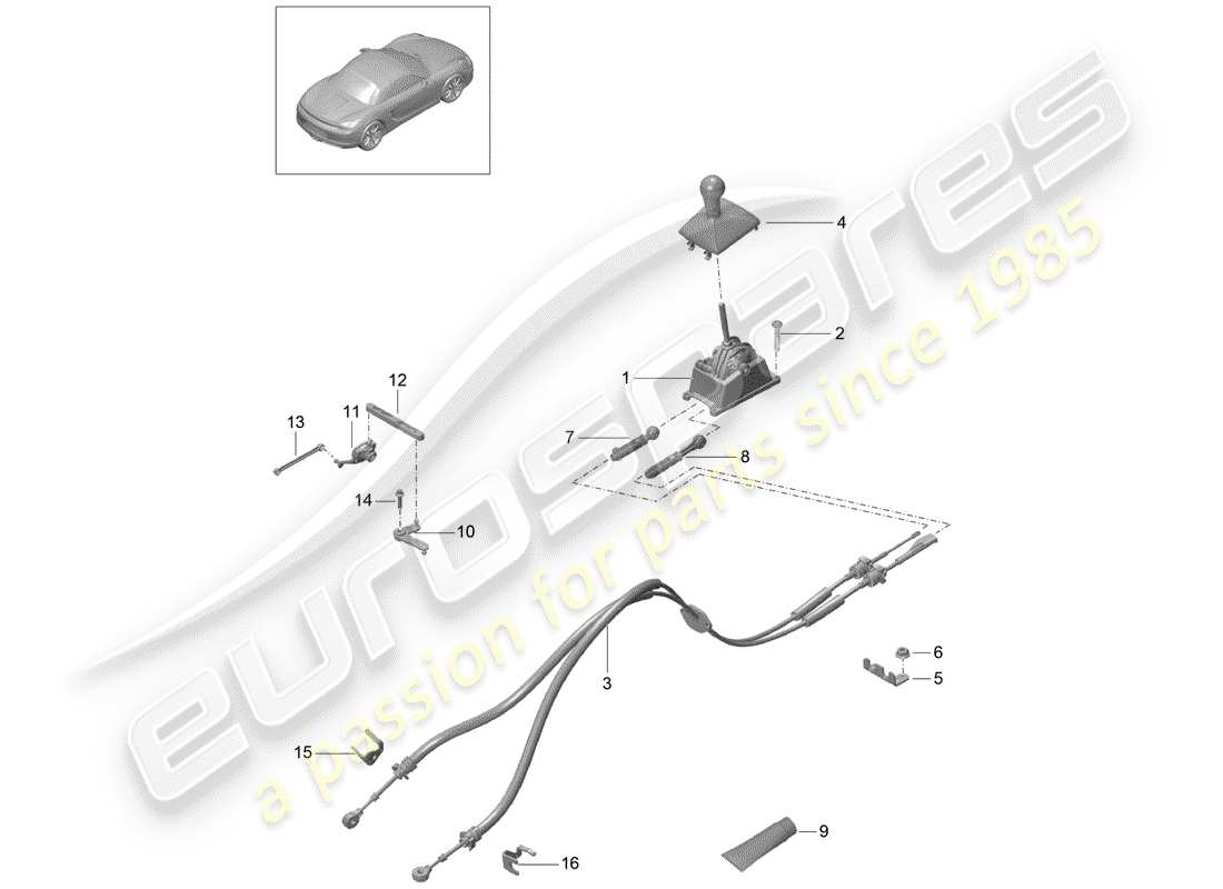porsche 2012 (981 boxster) control de transmisión diagrama de piezas