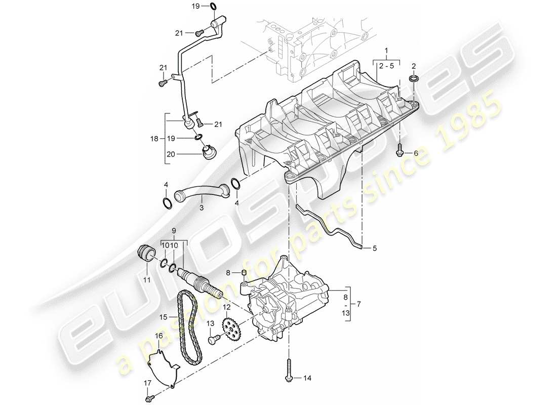 porsche 2008 (cayenne e1 9pa) diagrama de piezas de la placa deflectora de aceite