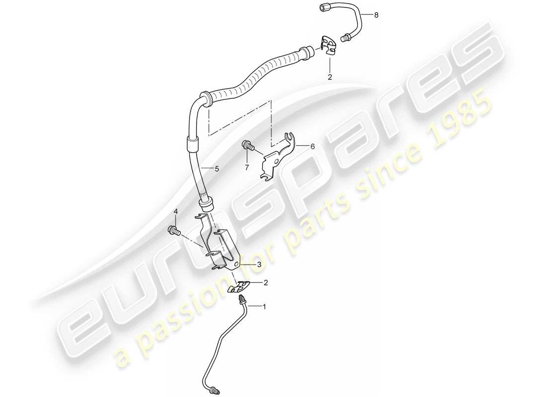 porsche 2008 (cayenne e1 9pa) diagrama de piezas de líneas de freno