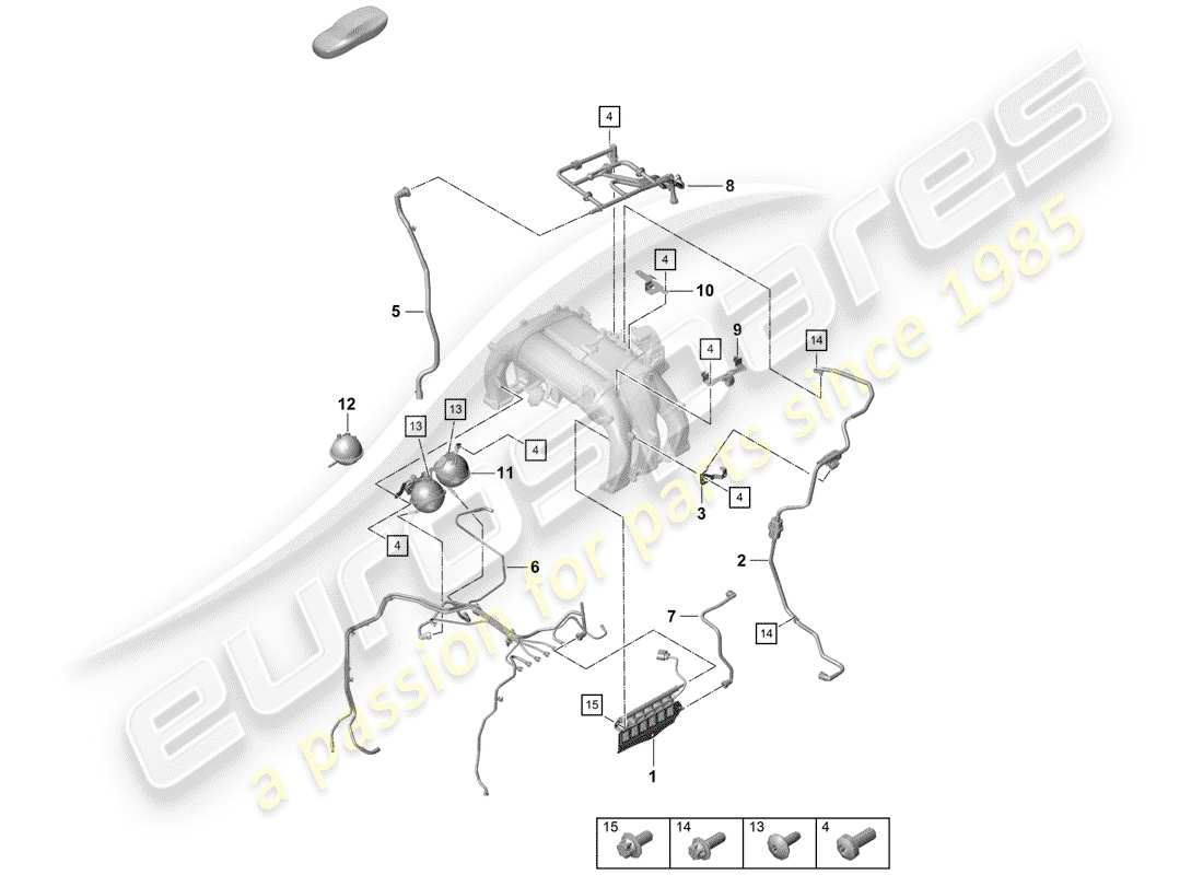 porsche 2019 (718 boxster spyder) diagrama de piezas del sistema de vacío