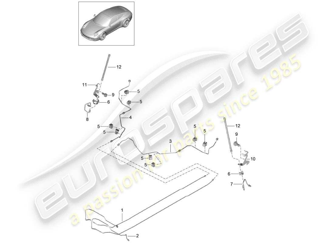 porsche 2014 (991-1) diagrama de piezas de la línea de freno