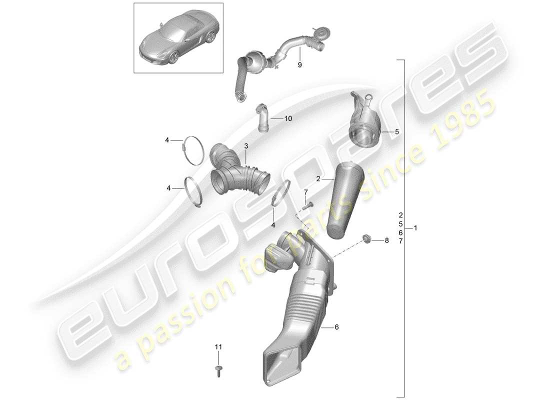 porsche 2014 (981 boxster) filtro de aire diagrama de piezas