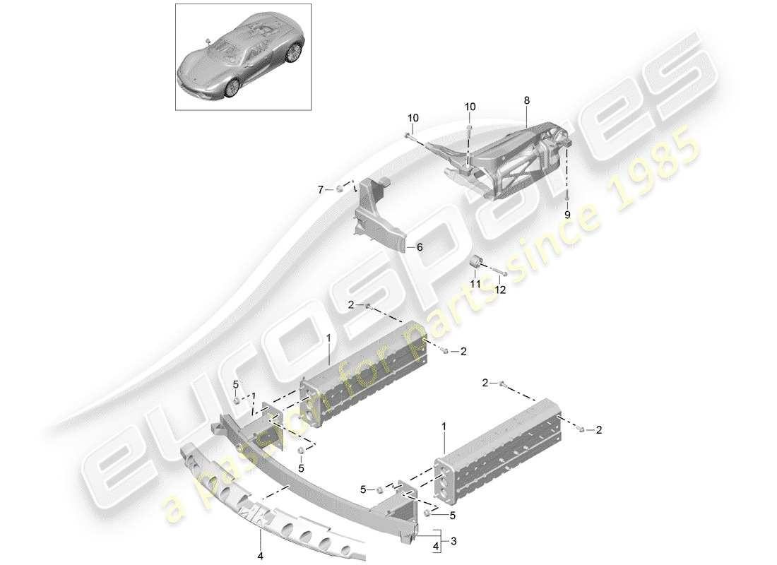 porsche 2015 (918 spyder) diagrama de piezas del extremo delantero