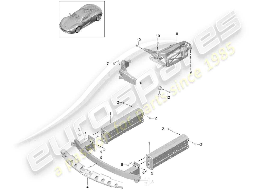 porsche 918 spyder (2015) diagrama de piezas del extremo delantero