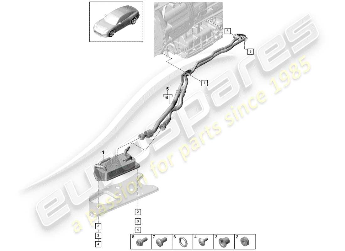 porsche 2017 (panamera 971-1) diagrama de piezas del enfriador de aceite de engranajes