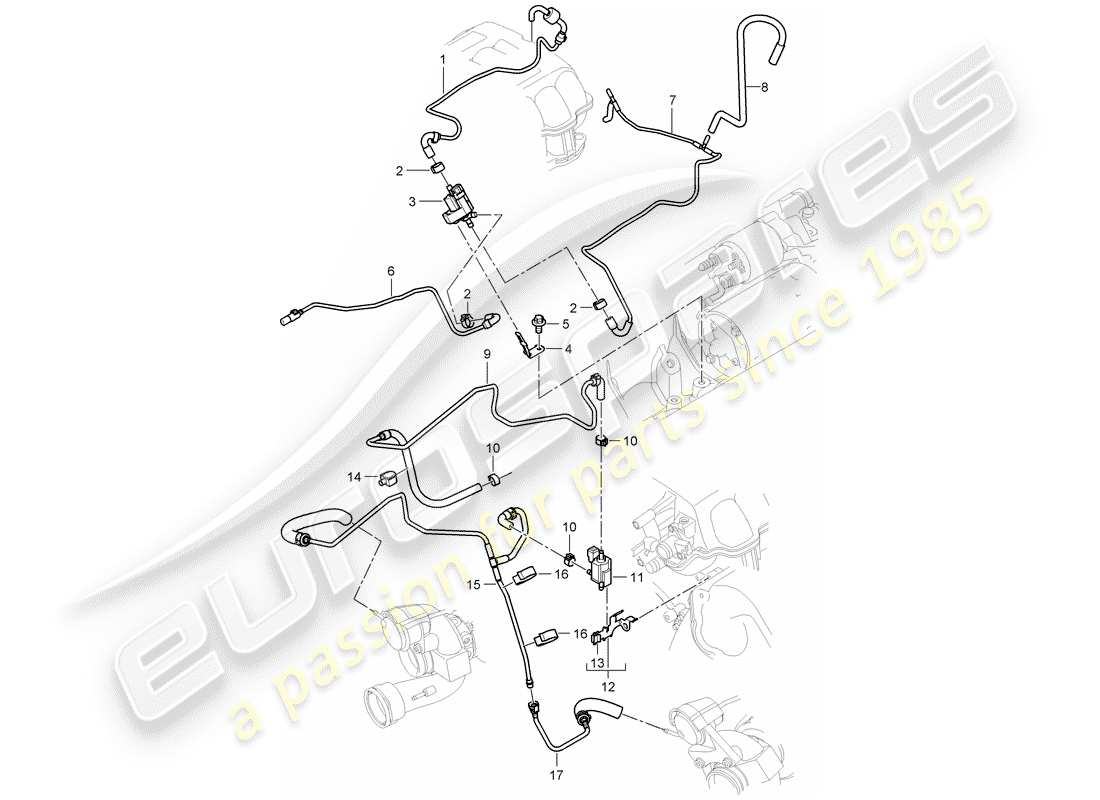 porsche 2007 (cayenne e1 9pa) línea de control diagrama de piezas
