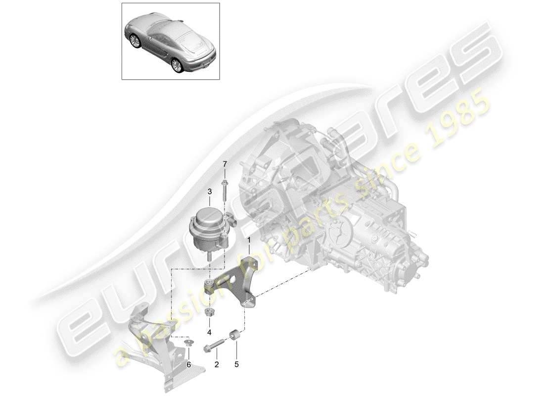 porsche 2014 (981 cayman) suspensión de la transmisión diagrama de piezas