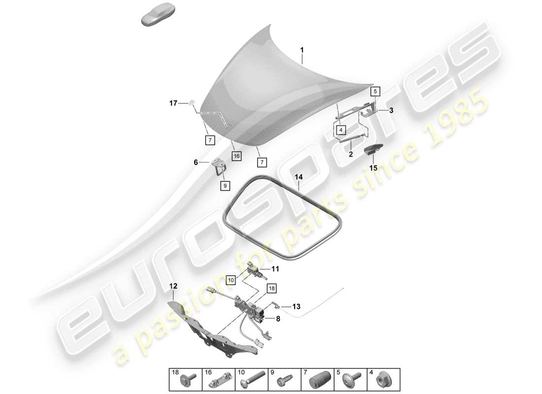 porsche 2020 (718 boxster spyder) diagrama de piezas de la cubierta