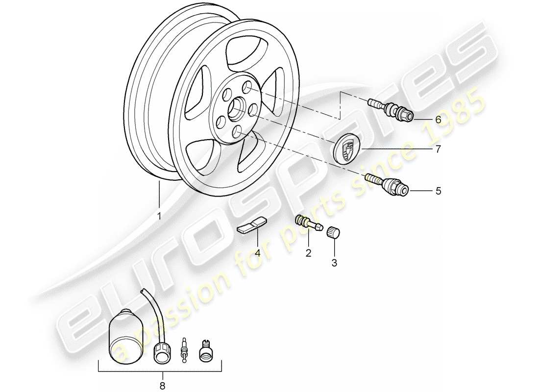 porsche 2009 997-2 turbo / gt2 diagrama de piezas de ruedas
