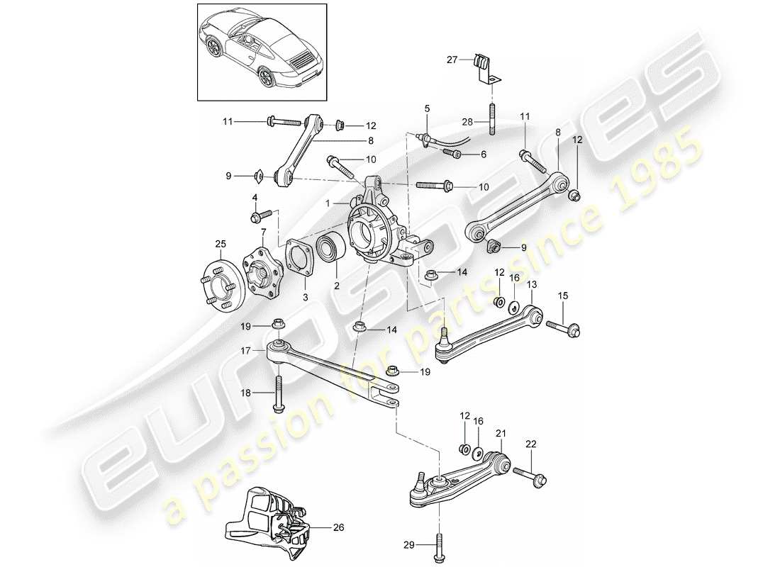 porsche 2011 (997-2) eje posterior diagrama de piezas