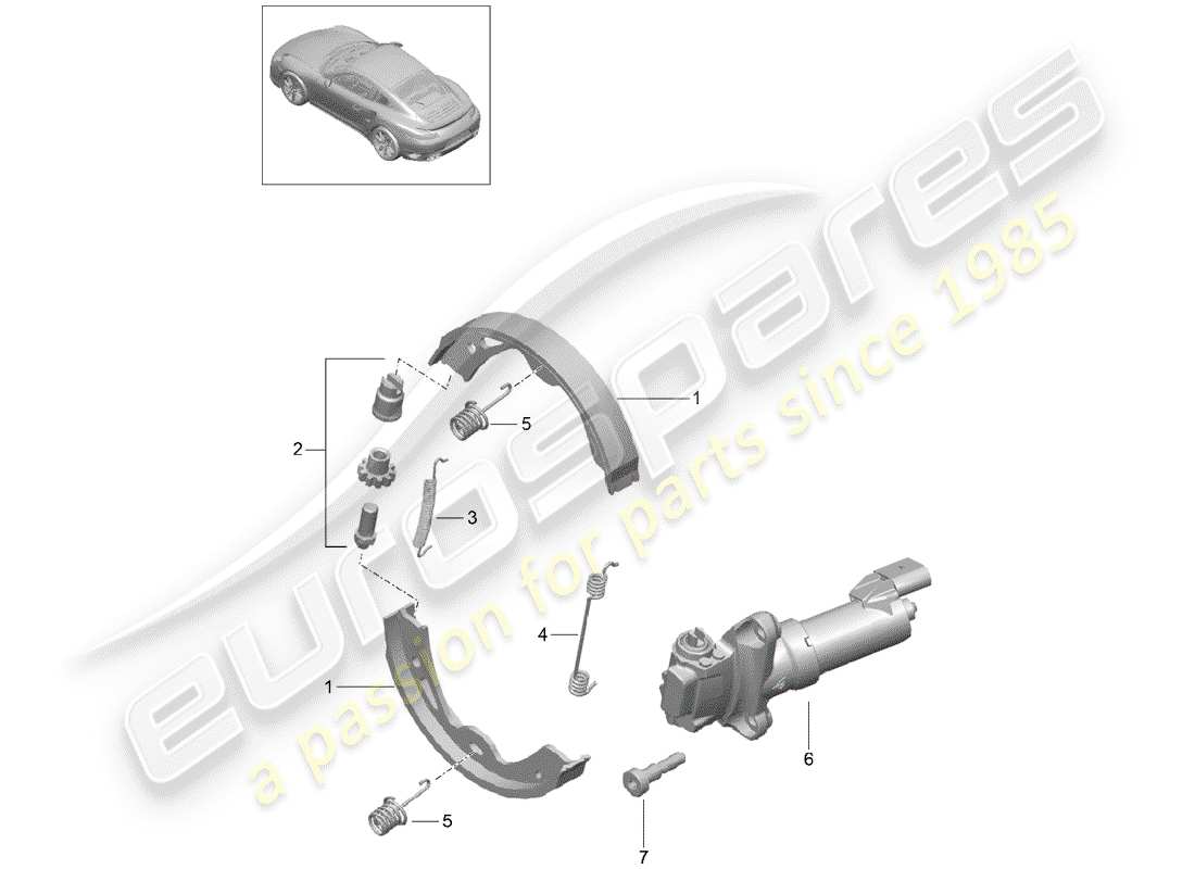 porsche 2016 (991-1 turbo) parking brake diagrama de piezas