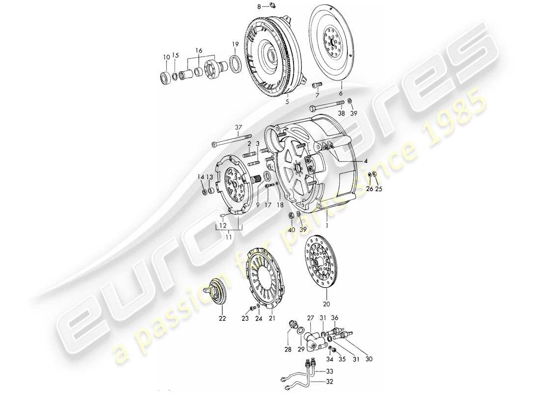 porsche 1966 (911/912) convertidor de par - y - carcasa del convertidor - sportomatic diagrama de piezas