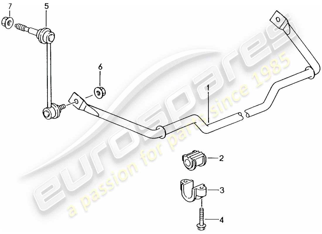 porsche boxster 986 (1999) diagrama de piezas del estabilizador