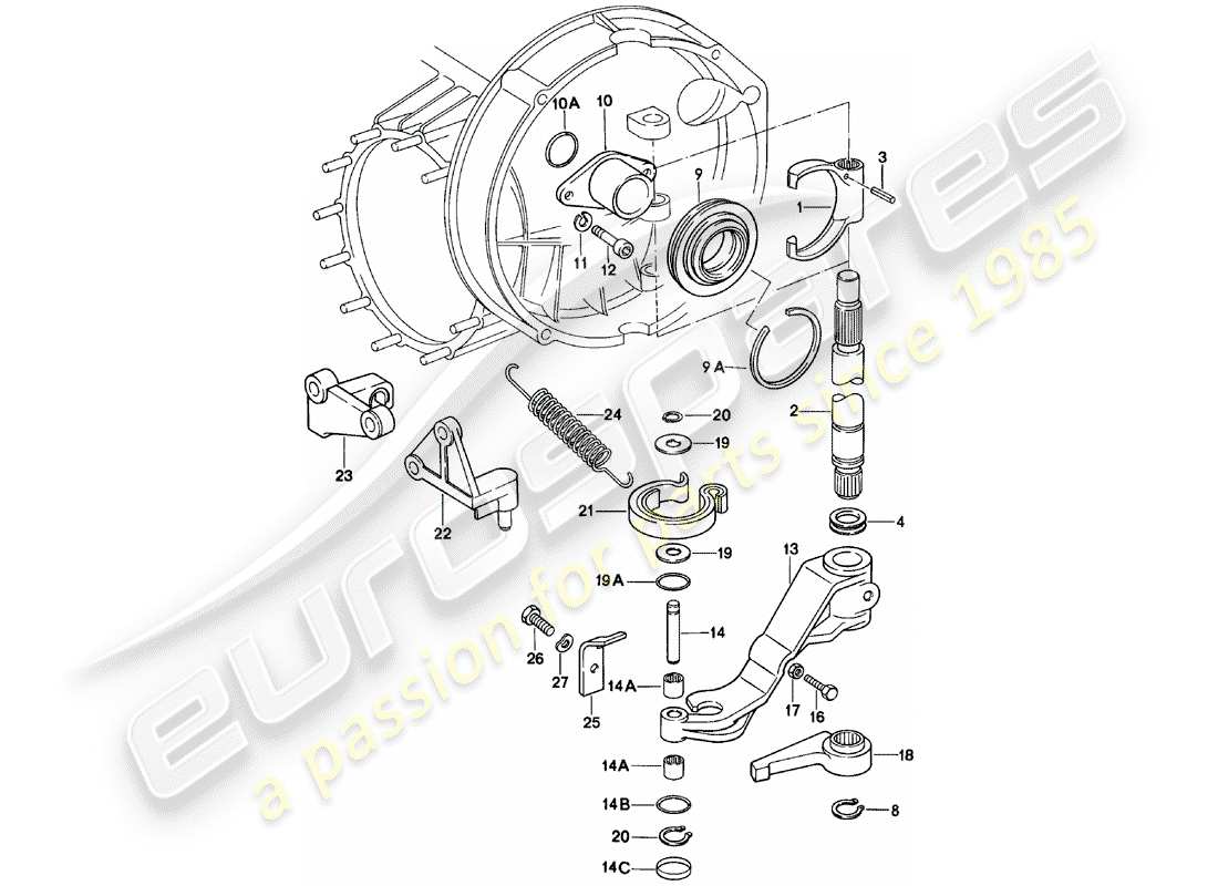 porsche 1983 (911) liberación del embrague diagrama de piezas