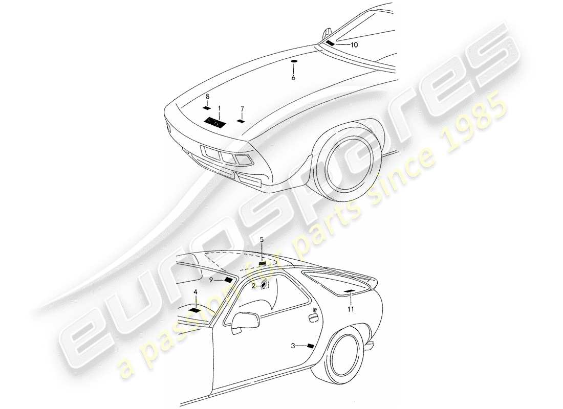 porsche 1991 (928) señales/avisos diagrama de piezas