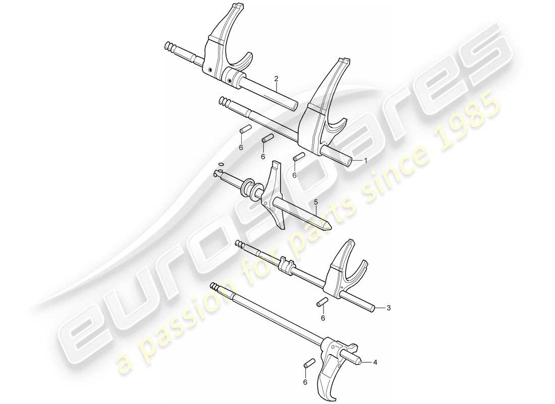 porsche 2002 (986 boxster) eje selector - horquilla selector diagrama de piezas