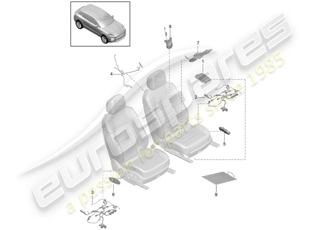 porsche 2019 (macan) electricidad diagrama de piezas
