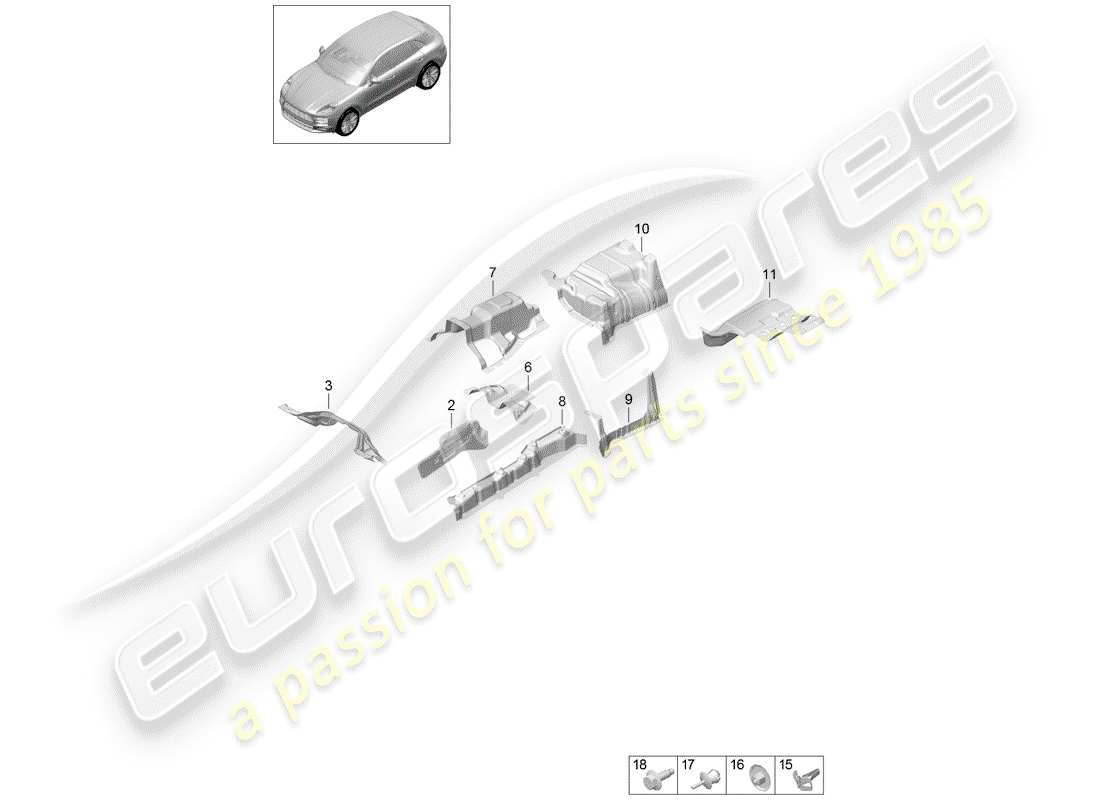 porsche 2020 (macan) diagrama de piezas del revestimiento
