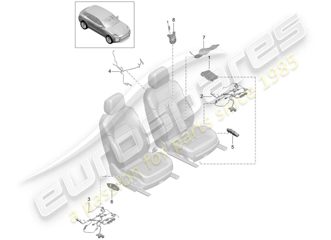 porsche 2020 (macan) diagrama de piezas eléctrica