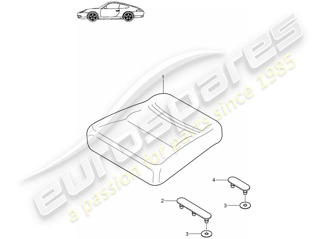 porsche 2001 (996) cojín del asiento trasero diagrama de piezas