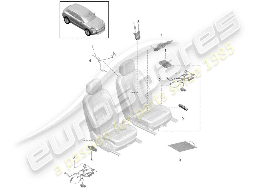 porsche 2019 (macan) electricidad diagrama de piezas