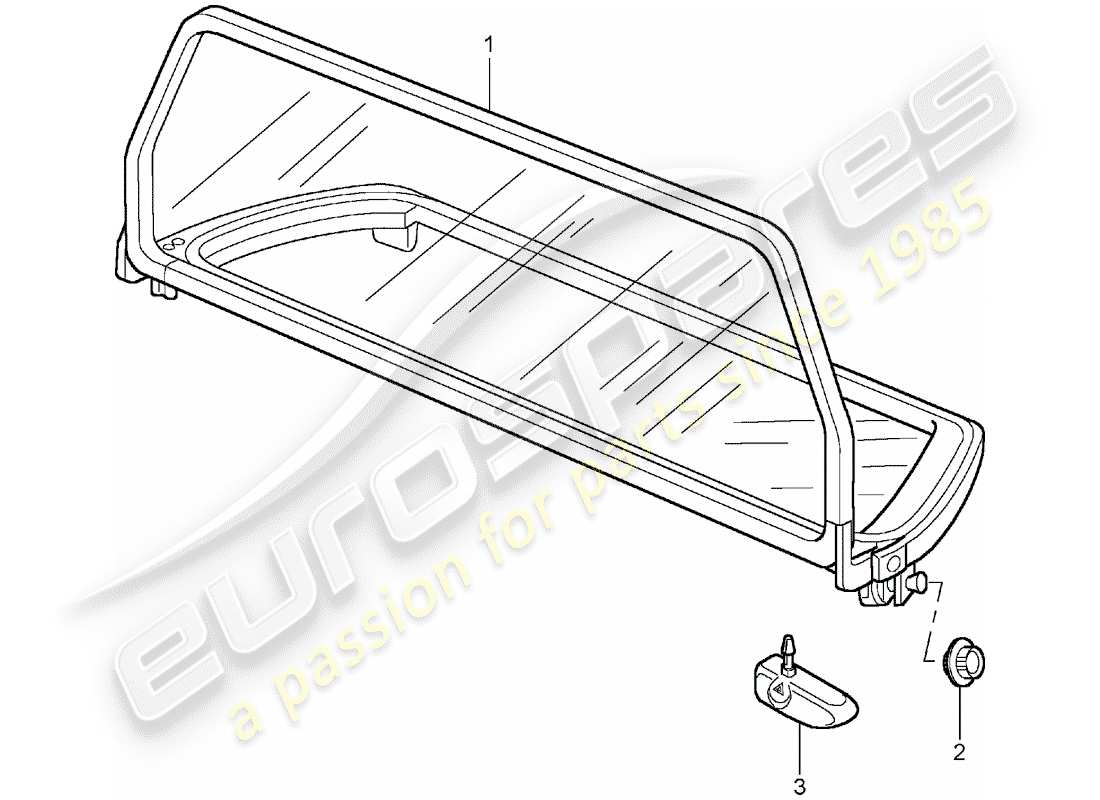 porsche 2002 (996 turbo / gt2) diagrama de piezas del parabrisas