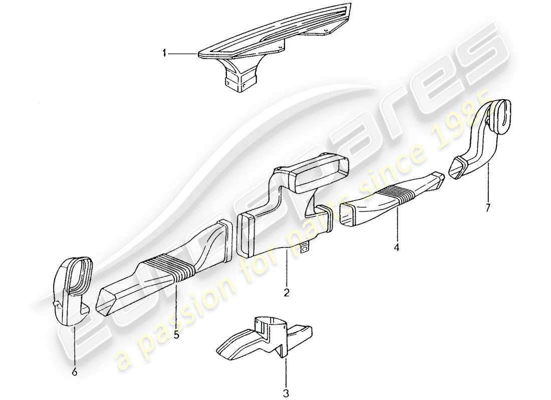 porsche 2003 (986 boxster) calentador - conducto de aire diagrama de piezas