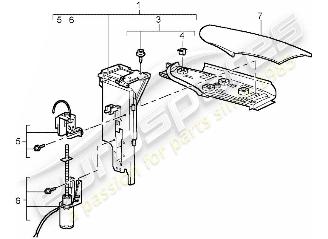 porsche 996 t/gt2 (2003) solapa - diagrama de piezas de parte superior plegable